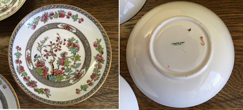 4 Antique 1908 Teacups Saucers Copeland Spode Green/Pink Prettiest Indian Tree! - Picture 9 of 24