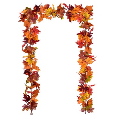 2 Pack Fall Garland Maple Leaf, 5.9Ft/Piece Hanging Vine Garland Artificial A...
