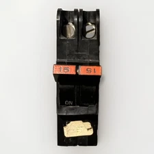 Federal Pacific  Breaker  NC215 , FPE Slim , 2 Pole  15 Amp , 240V,  Red Handle