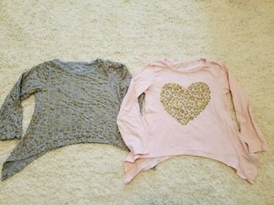 2 pc lot GreeStyle Revolution Sz 6 asymmetrical shirts tops Cheetah and Pink