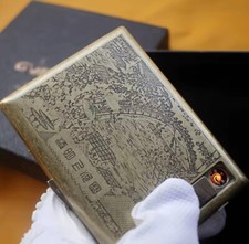 Metal Cigarette Case 80mm With USB Rechargeable Arc Lighter Stylish