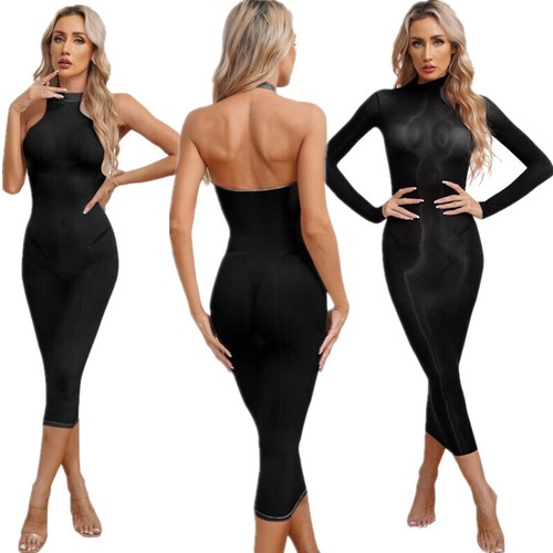 DE Damen Sexy Transparent Kleider Eng Figurbetont Etuikleid Nachtkleid Negligee