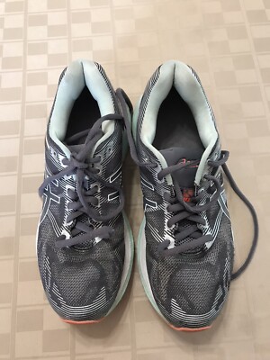 Asics T750N Gel-Nimbus 19 Running Shoes Gray Blue Orange White Women s Size 8