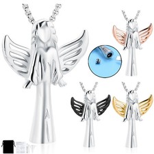 Cremation Urn Necklace for Ashes Angel Keepsake Locket Stainless Steel Pendants