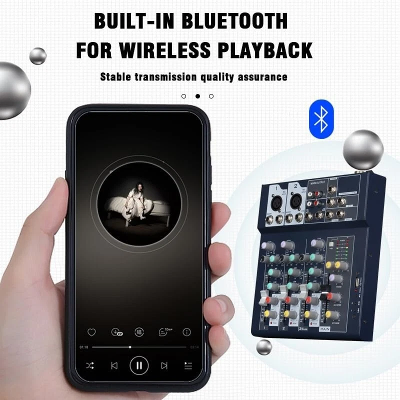 7-Kanal Audio Mixer USB Stereo Equalizer für DJ, Karaoke, Aufnahmen - Bild 4 von 4