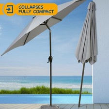 Grey 2.7M Garden Parasol Outdoor Umbrella Canopy Tilt Mechanism Grade A Used