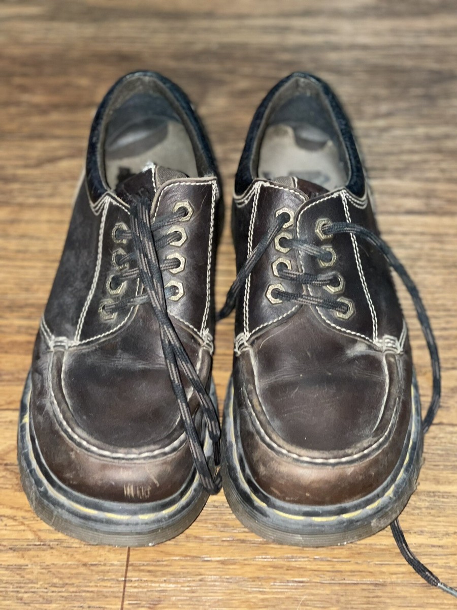 VTG Y2K Dr Martens 8A25 Chunky Lace Up Oxford Boots ENGLAND Brown