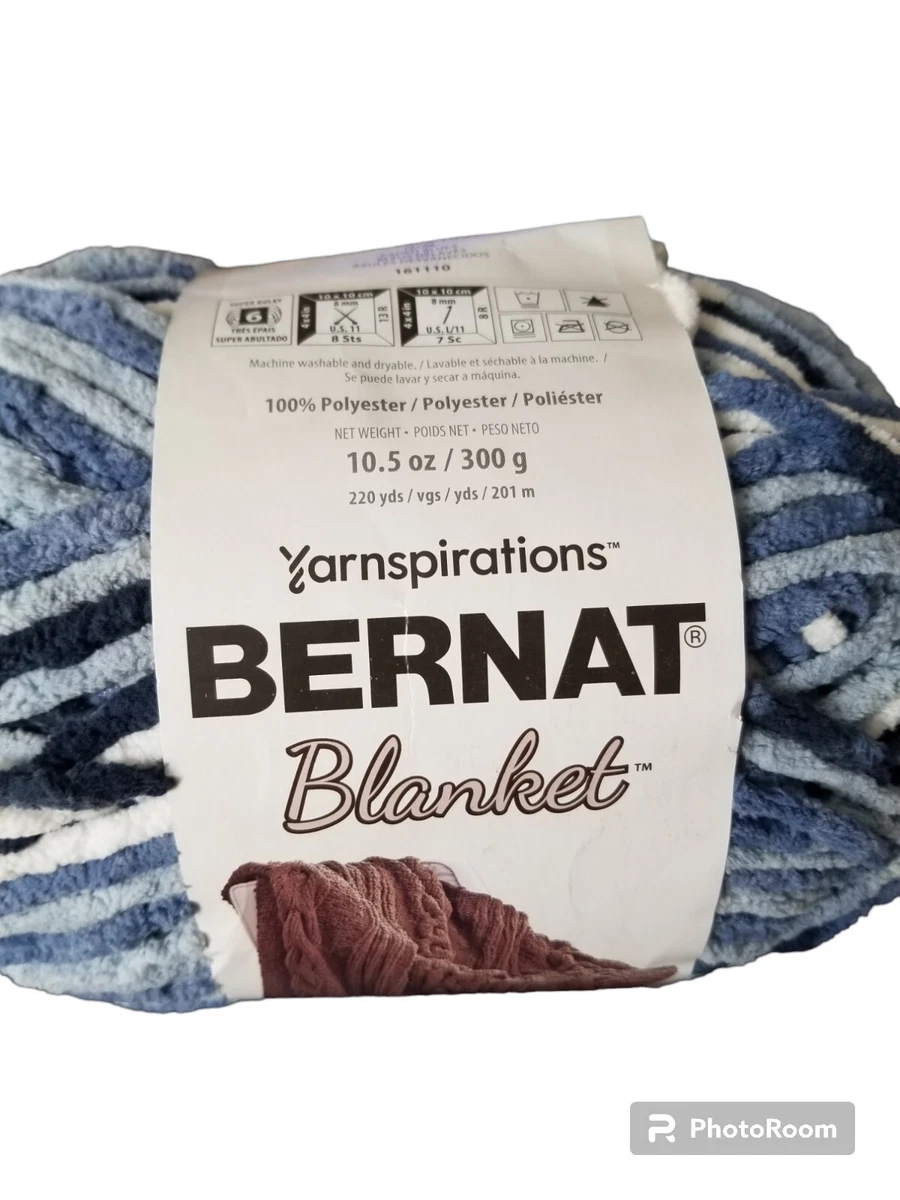 Bernat Blanket Faded Blues Yarn - 2 Pack of 300g/10.5oz - Polyester - 6 Super Bulky - 220 Yards - Knitting/Crochet