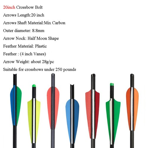 12pcs 6.5"/7.5"/15”/16"/18"/20"/22" Bolts Carbon Arrows HuntingTarget Practice - Picture 187 of 213