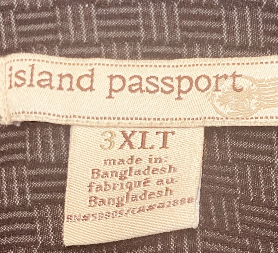 Camisa Island Passport SS negra y azul para hombre, talla 3XLT, mezcla de rayón Foto 3 de 4