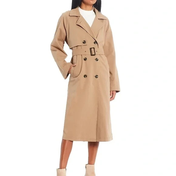 NWT GB Button Front Tie Waist Trench Coat Size XL MSRP$190