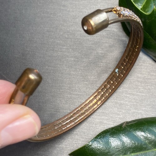 Vintage Crystal Cuff Bangle Bracelet Estate Jewelry Pre-Owned Sparkle - Picture 6 of 11