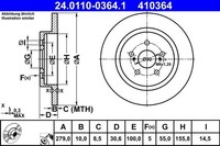 2X Ate Bremsscheibe 24.0110-0364.1 FüR Lexus Toyota