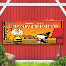 Charlie Brown Thanksgiving Indoor Outdoor Banner Sign with grommets