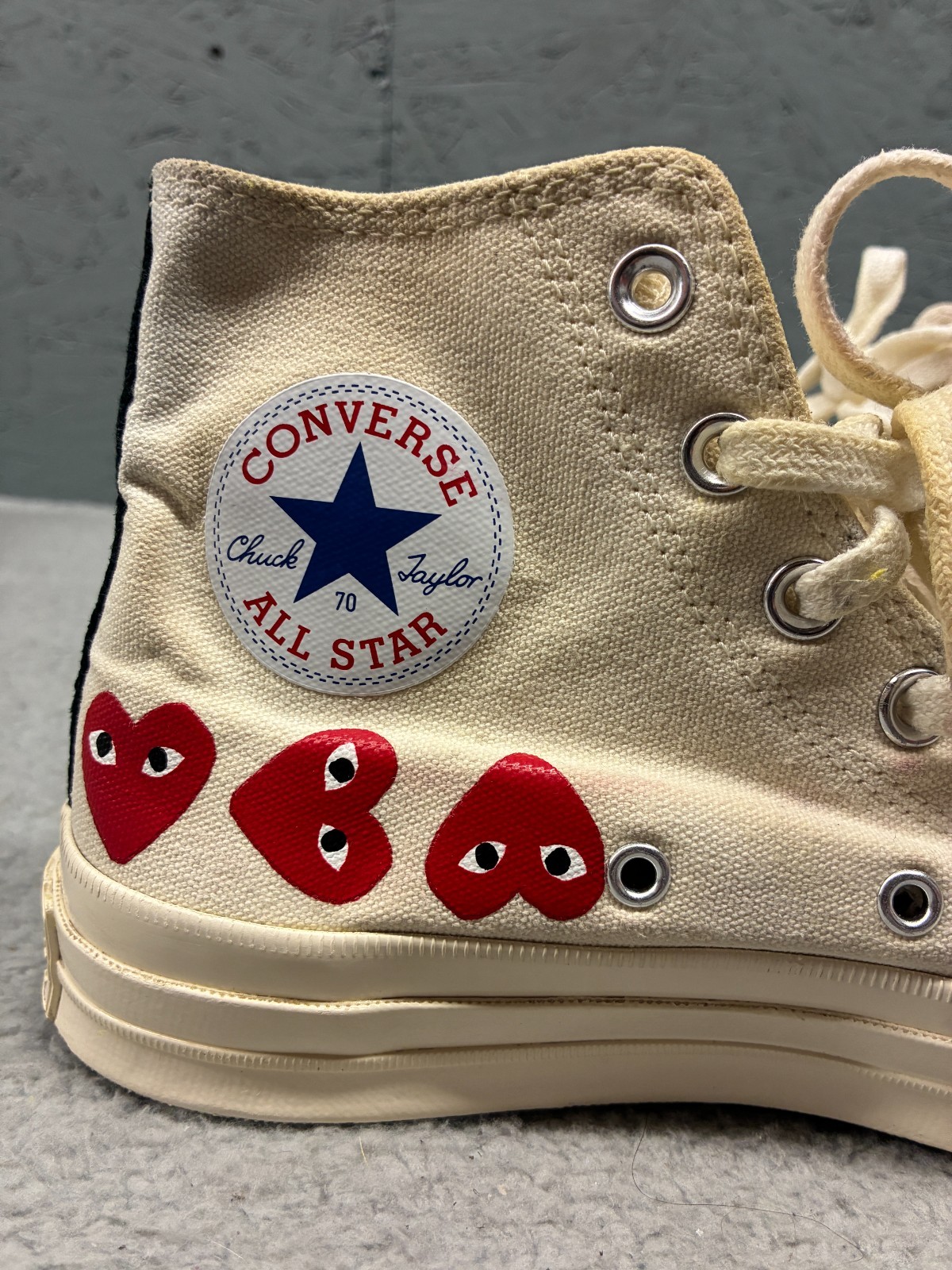 Converse x Comme des Garçons Play Cream Chuck Taylor High Top Sneakers Women's 8 thumbnail 9