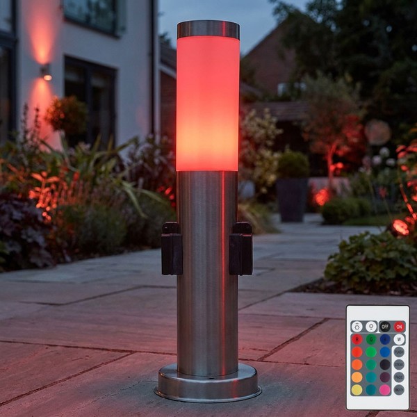 Rgb Led AußEnlampe Steckdosen Stehleuchte Garten HöHe 45 Cm Fernbedienung Dimmer-image