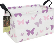 Rectangle Storage Basket Cute Canvas Organizer Bin for Pet/Children Toys, Books,