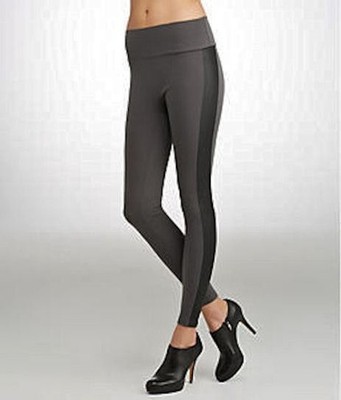 ASSETS SPANX Structured Racing Stripe Control GREY Long Leggings NEW Womens Sz L