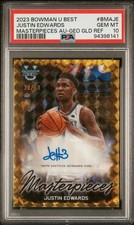 2023 BOWMAN U BEST GEOMETRIC GOLD REFRACTOR AUTO JUSTIN EDWARDS 30/50 PSA 10