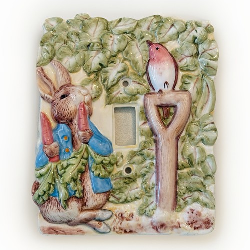 Vintage Beatrix Potter Peter Rabbit Light Switch Cover Plate Ceramic Charpente
