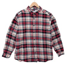 Columbia Vapor Ridge III Flannel Shirt Mens Red Grey Plaid Long Sleeve Size L