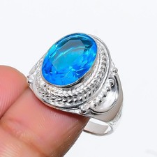 Swiss Blue Topaz Gemstone 925 Sterling Silver Jewelry All Size Ring For Gift
