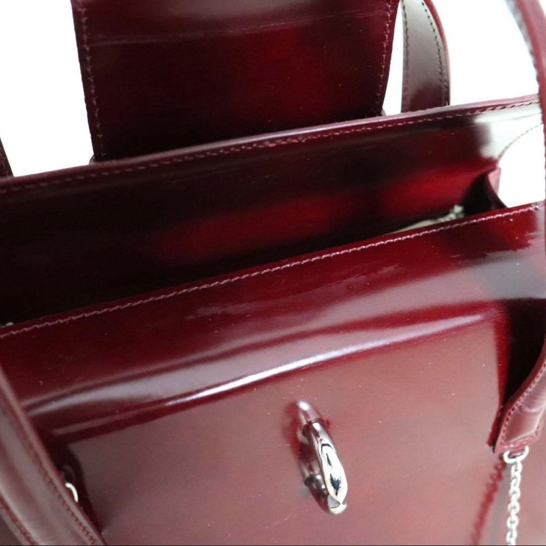 Cartier Panthere Leather 2Way Hand Shoulder Bag Bordeaux Used Authentic w/Box JP image 9