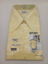 Vintage 1970s Montgomery Ward NOS Dress Shirt Yellow 16-16 1/2