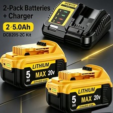 For DeWALT 20V MAX XR 5.0Ah Lithium Battery DCB205 2 with Charger DCB205 2C