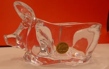 Cristal d'Arques Genuine 24% Lead Crystal Pig / Hog Candy Dish ~France!!!