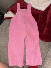 Vintage Unbranded Pink Floral Corduroy Overal...