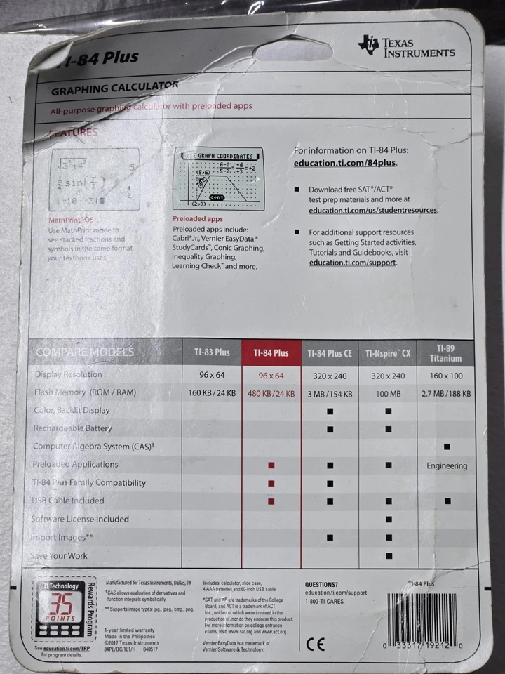 Texas Instruments TI-84 Plus Graphing Calculator - Black New Factory Sealed - Image 2 of 3