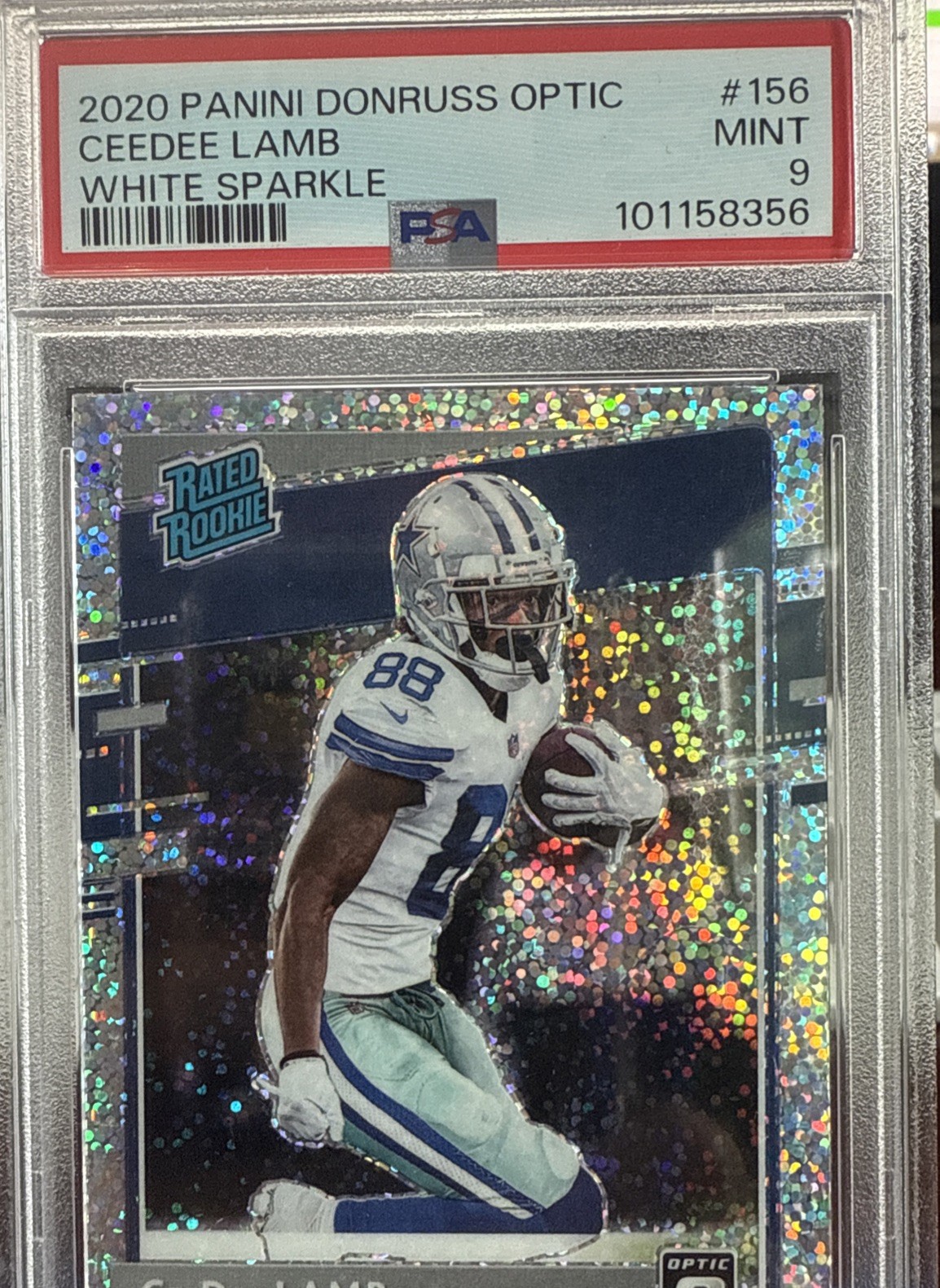 2020 Donruss Optic CEEDEE LAMB White Sparkle Rated Rookie PSA 9 Ghost Card POP 5