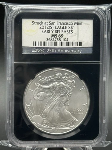 2012 (S) Silver Eagle NGC MS69 Early Releases Struck San Francisco -Black Holder
