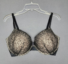 VICTORIA'S SECRET~Bra Underwire Boosting Push Up Black Lace Size 36DDD Padded