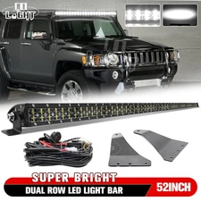 Fit 06-07 08 09 10 Hummer H3 1440W 52" LED Light Bar+Roof Windshield Mounts+Wire