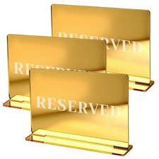 LLMSIX 3pcs Gold Reserved Table Signs for Wedding 3.94 x 2.76in, Golden-3PCS
