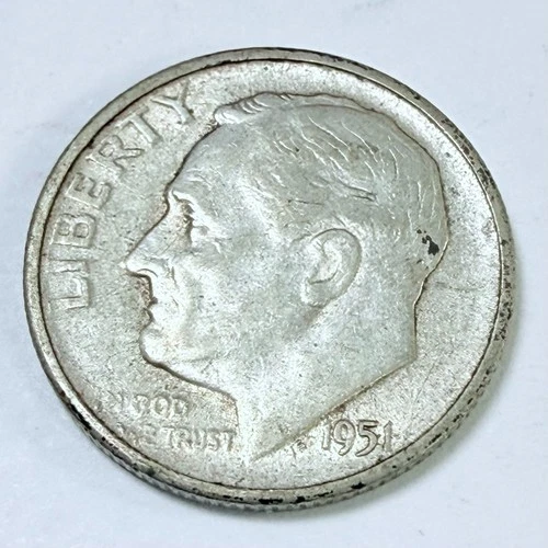 1951 S Roosevelt Dime 90% Silver 10c US Coin, EXTRA FINE CONDITION #6957