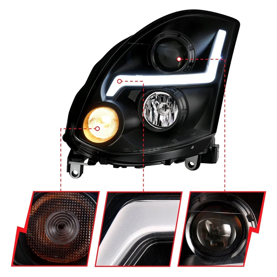 For Infiniti G35 03-07 Headlights Plank Style Driver & Passenger Side Black LED Foto 2 de 4