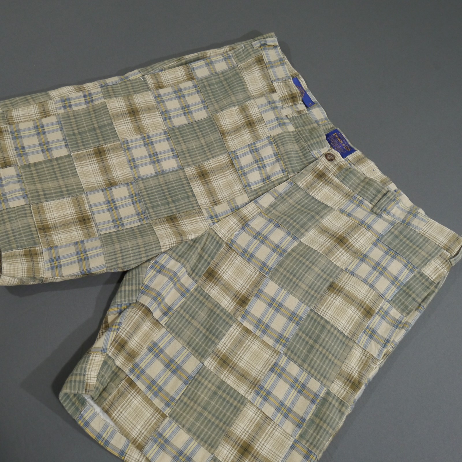 Vtg Pendleton Men's Plaid Patchwork Flat Front Ca… - image 3