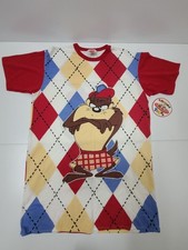 Looney Tunes Taz Golf Shirt OSFA AOP Single Stitch Oversize 1995 W/ Tags Vintage