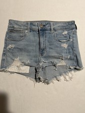 american eagle cut-off denim shorts, embroidered pockets, women's size 6