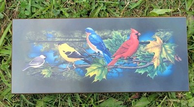 Red Cedar Wood Box Cardinal Birds Jewelry Trinket Money Red Yellow Velvet Lining