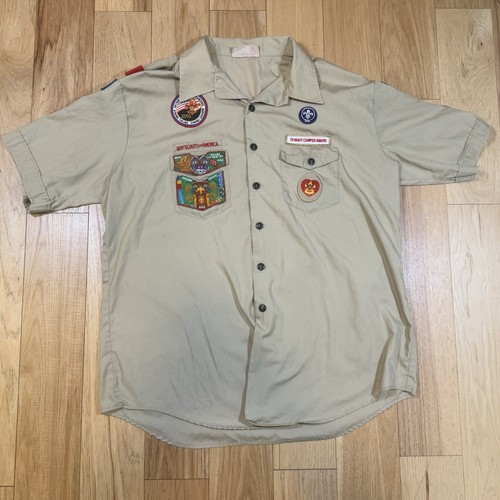 Vintage Boy Scouts of America Men’s Uniform Shirt Short Sleeve USA Made 2XL PNW - Picture 2 of 8