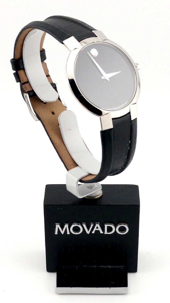 Movado Mens Classic Museum Black Leather Strap Watch 84451891