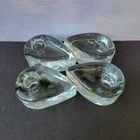 VNTG Blenko Glass Teardrop Candle Holder #6128 Clear Taper-Set of 4
