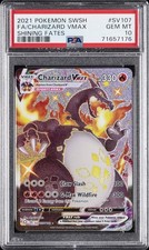 2021 POKEMON SPADA E SCUDO DESTINI SPLENDENTI #SV107 FULL ART/CHARIZARD VMAX PSA 10