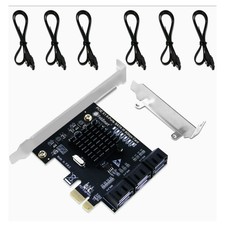 PCIE to 6-Ports 6Gbps Max Speed SATA III Expansion Card for Desktop PCs, Plug...