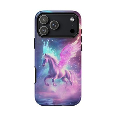 For iPhone / Galaxy / Pixel | Phone Ink Case - Pink Teal Pegasus Ethereal