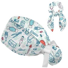 Working Cap Scrub Caps Adjustable Long Hair Nurse Head Surgical Bonnet